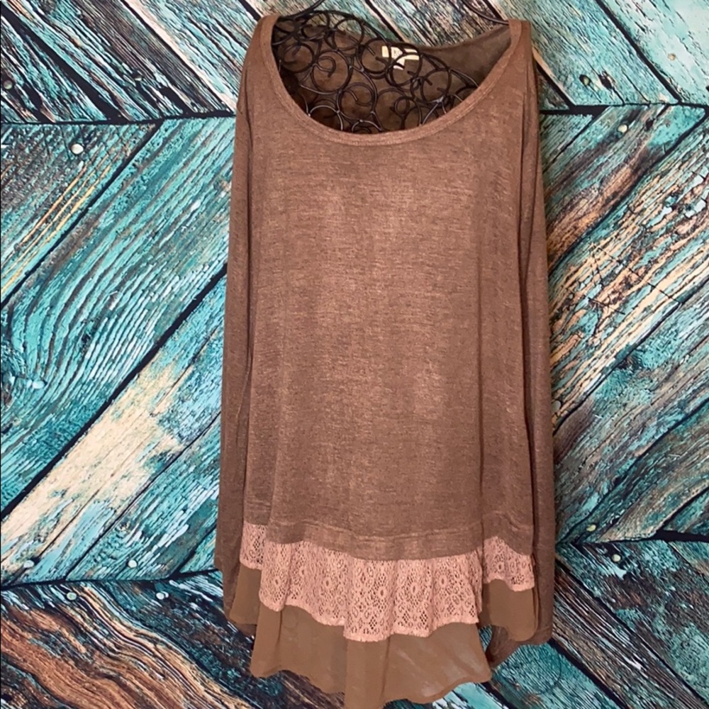 Scoop Neck Boho Multi-Layer Blouse - image 1